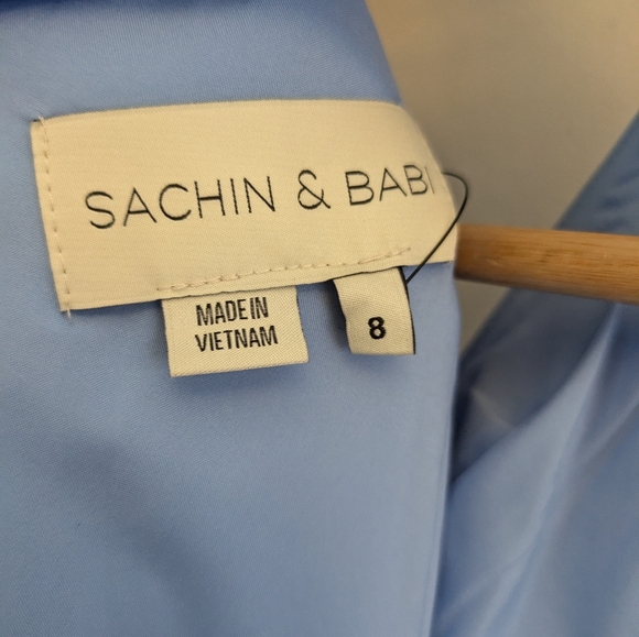 Sachin & Babi Naomi Chambray Blue Halter Cocktail Dress Size 8 - Picture 8 of 9